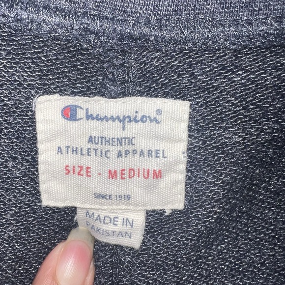 VTG Champion Shorts Men's Size Medium Blue Logo Sweat‎ Thick Loose Cutoff 90s - Picture 5 of 11